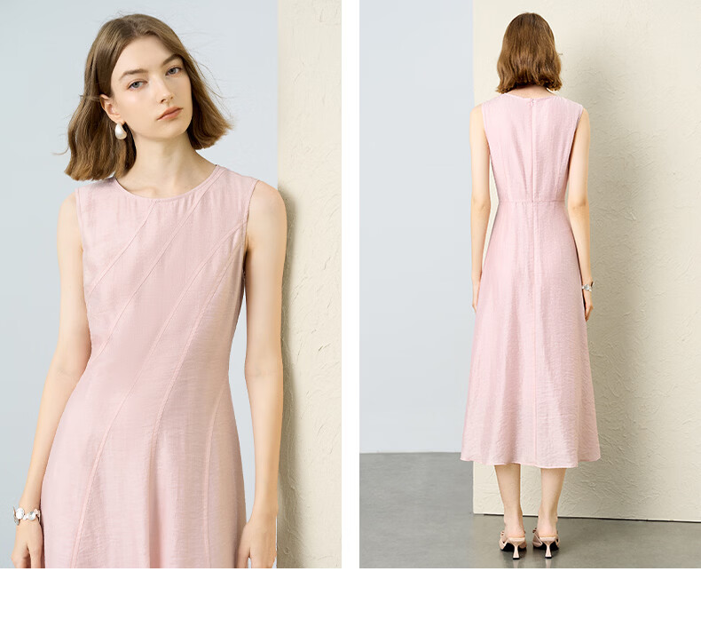 Yanyu Elegant Tencel Vest Dress for Women 2026 Summer Slim Waist Mature Long Dress Light Blue S 12