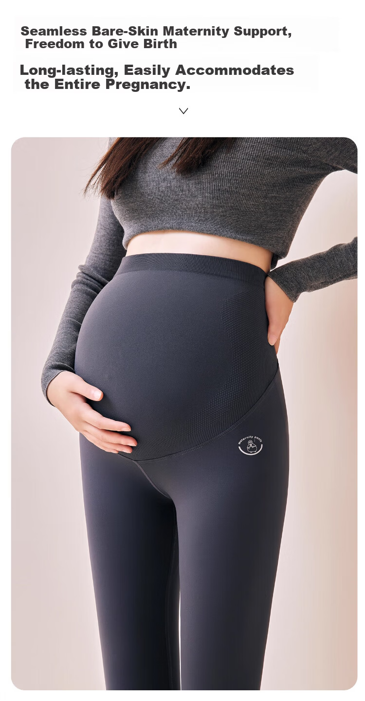 Zaisuo Maternity Thermal Fleece Lined Yoga Shark Pants with Camellia Oil Moisturizing Seamless Supportive Maternity Leggings 9