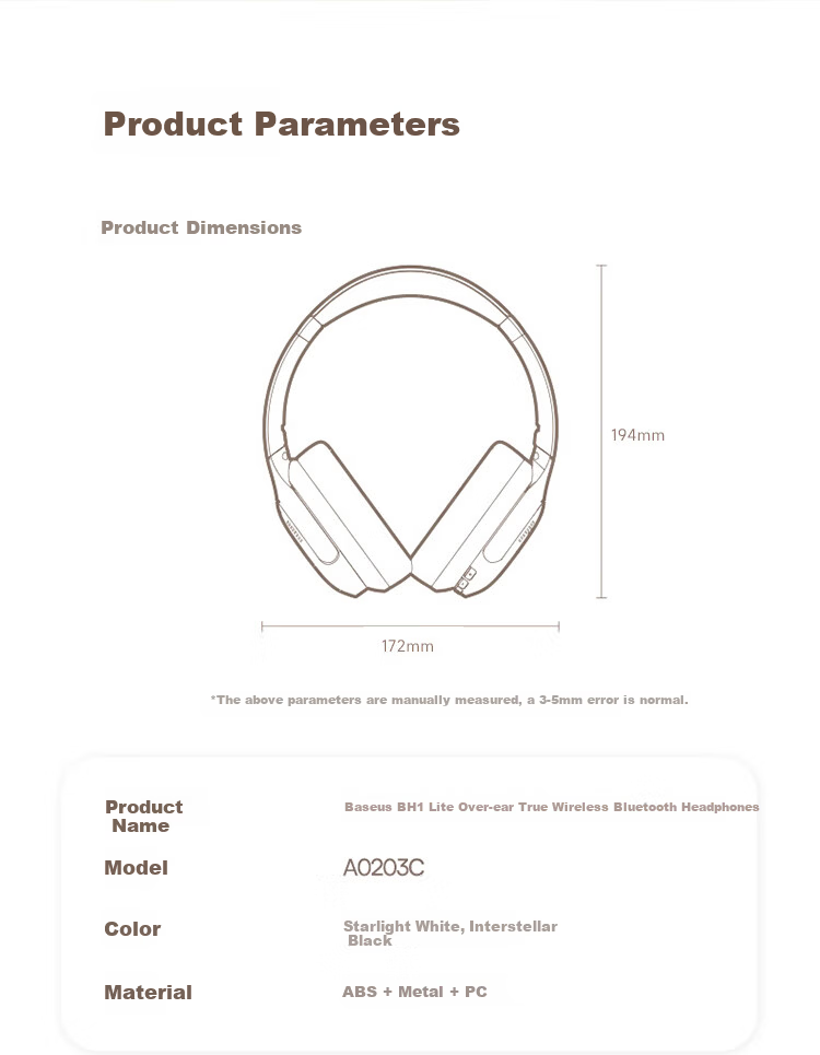 Baseus BH1 Air Retro Headphones, Over-Ear Wireless Bluetooth V6.0, High-Definition Sound Quality, Fashionable Digital Styling, Metal Millennium Y2k, Internet Celebrity Atmosphere 26