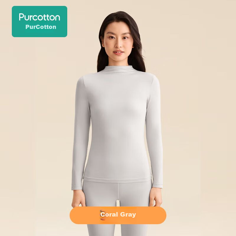PurCotton Women's Long-Staple Cotton 7A Antibacterial Soft Bare-Skin Lightweight Warm Base Layer (Mall Same Style)