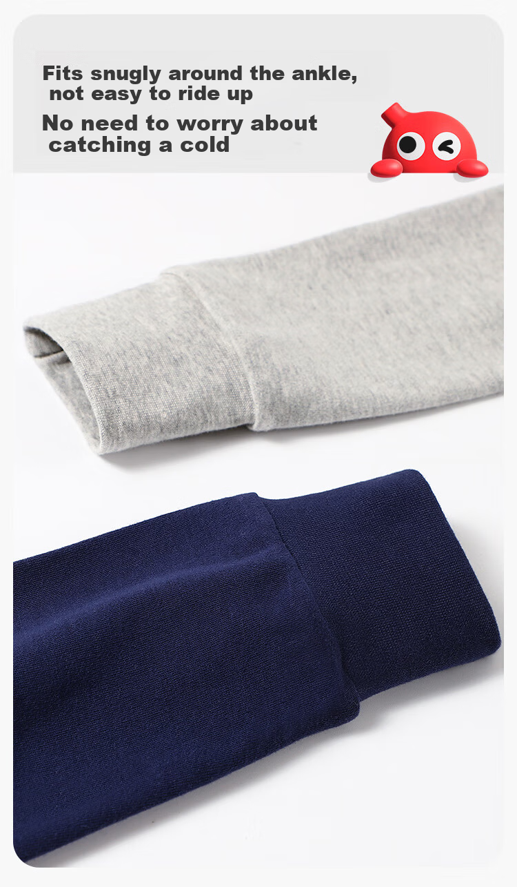 Hodo Children's Autumn Cotton Thermal Pants Boys Pure Cotton Warm Pants Boys Full Cotton Knit Pants Mid-Large Kids Sleep Pants Single Piece 8