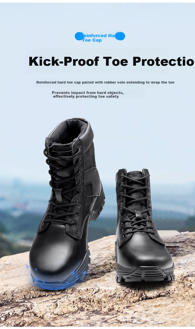Qiangren Men's Boots Jihua 3515 Original Training Boots Outdoor Anti-Puncture Windproof Sports Boots JDA24336 Black Size 46 3