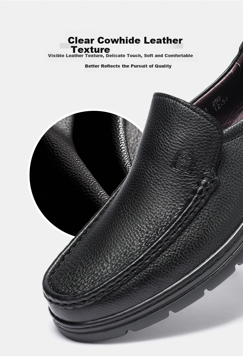 LAORENTOU Men's Leather Business Casual Slip-On Shoes Durable Comfortable Black 38 87201760 5