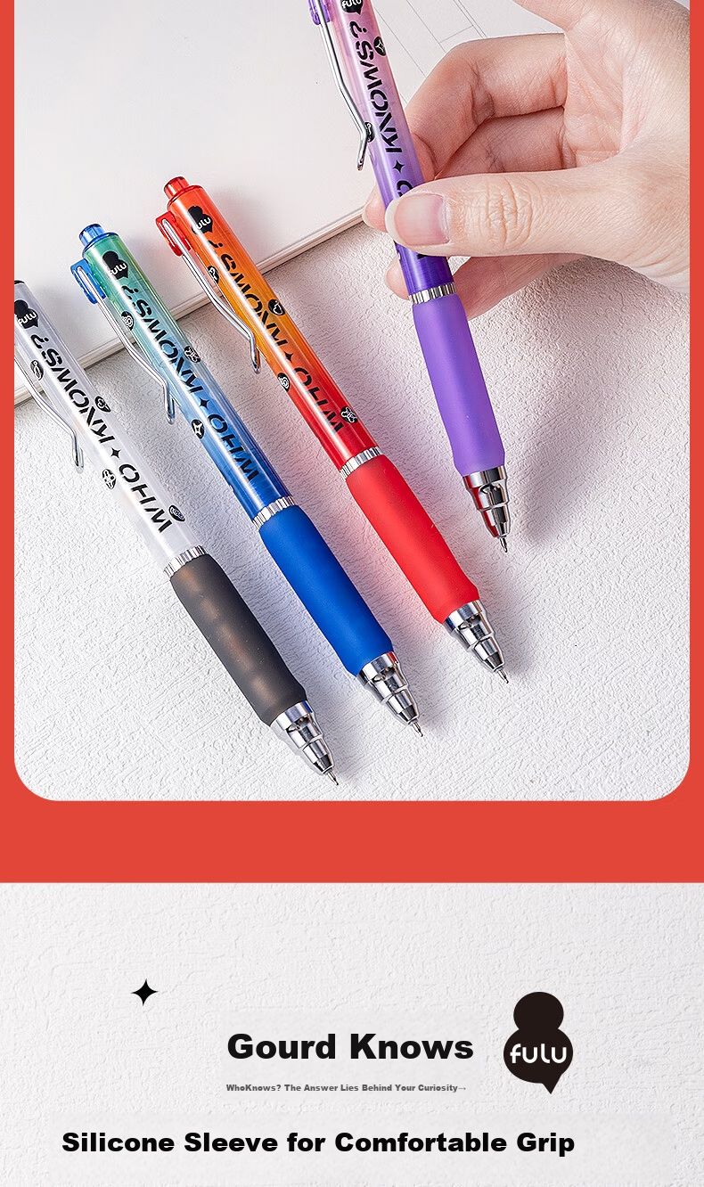 Deli Gourd Shaped Quick-Dry Retractable Gel Pen 0.5mm Dual Ballpoint ST Tip Student Exam Pen Set (1 Pen + 1 Bracelet) Random Color SA704 8