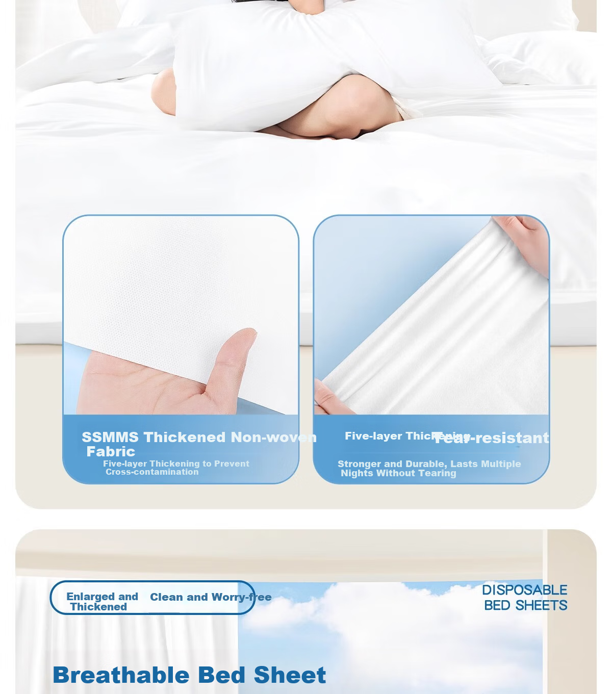BADIGAO Train Sleeper Disposable Bedding Set 3-Piece Thickened Sleeping Bag for Hard and Soft Sleeper Single Travel Bed Sheet Quilt Cover Pillowcase 7