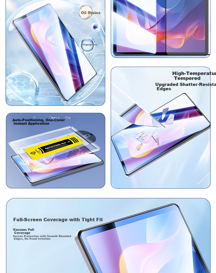 ESCASE Dust Removal Instant Sticker for Redmi Pad 2 Tempered Glass Screen Protector Xiaomi Redmi Pad 2 11-inch Tablet Full-Screen Dust-Free Alignment Film Tool 2