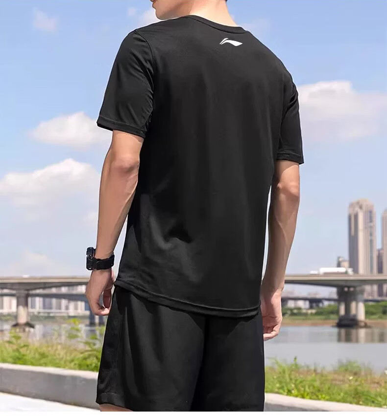 LI-NING Sports Set Men and Women Summer Short Sleeve Shorts Running Quick-Dry T-Shirt Basketball Badminton Fitness Training Suit M 6