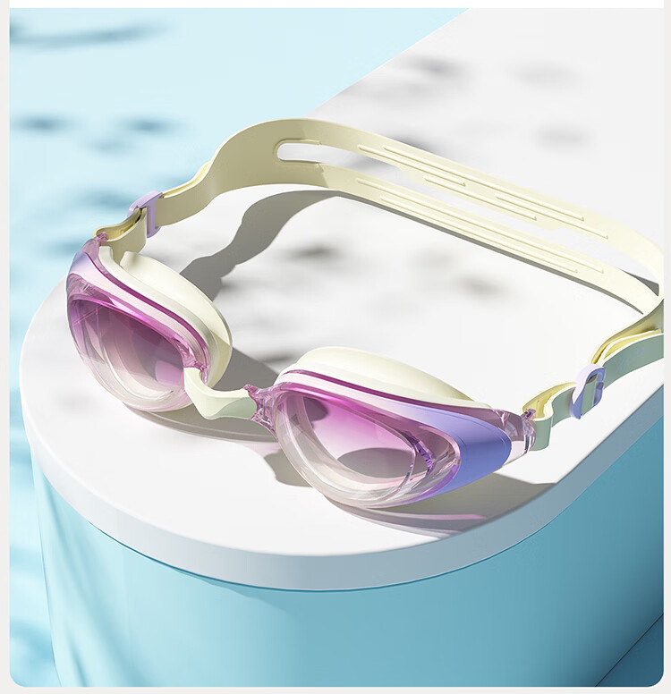 Disney Swimming Goggles Unisex Waterproof Anti-Fog HD Professional Adult Swim Cap Set D66003S Pink Beige 10