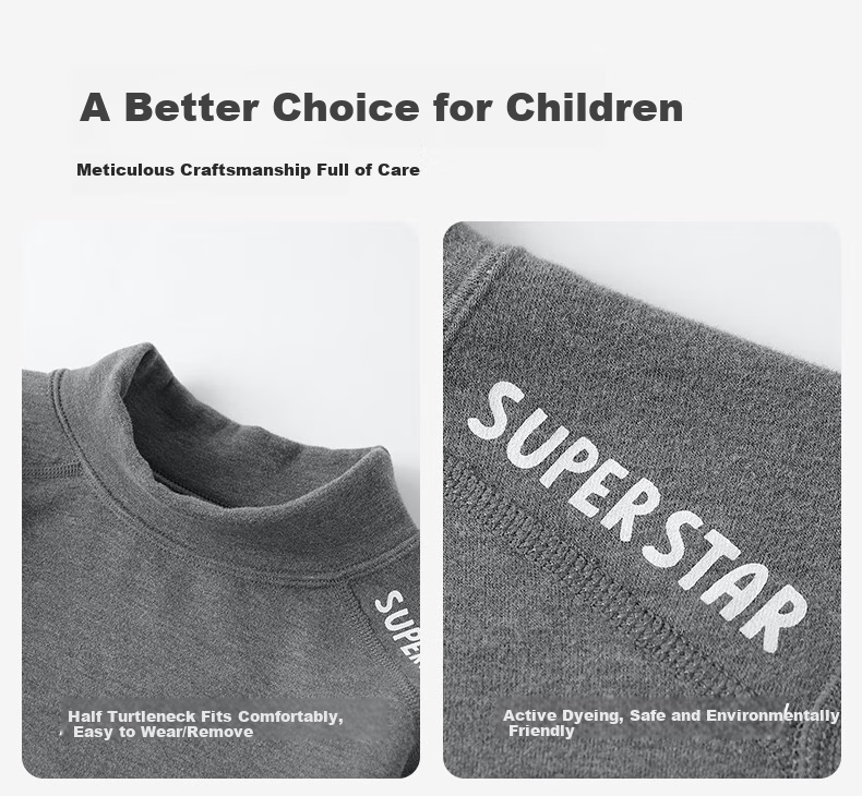 YING BO LUN Youth and Children's Thermal Underwear Autumn Set Winter Cotton Sweater School Uniform Essential 81233 Heather Gray 180 14