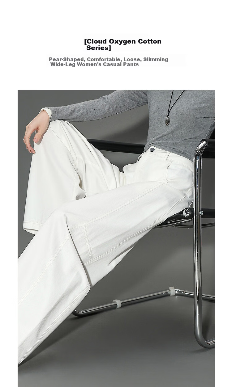 Demana [Cloud Oxygen Cotton Series] Spring Pear-Shaped Comfortable Wide-Leg Pants Loose Slim Fit Petite Casual Pants for Women Premium Style 1