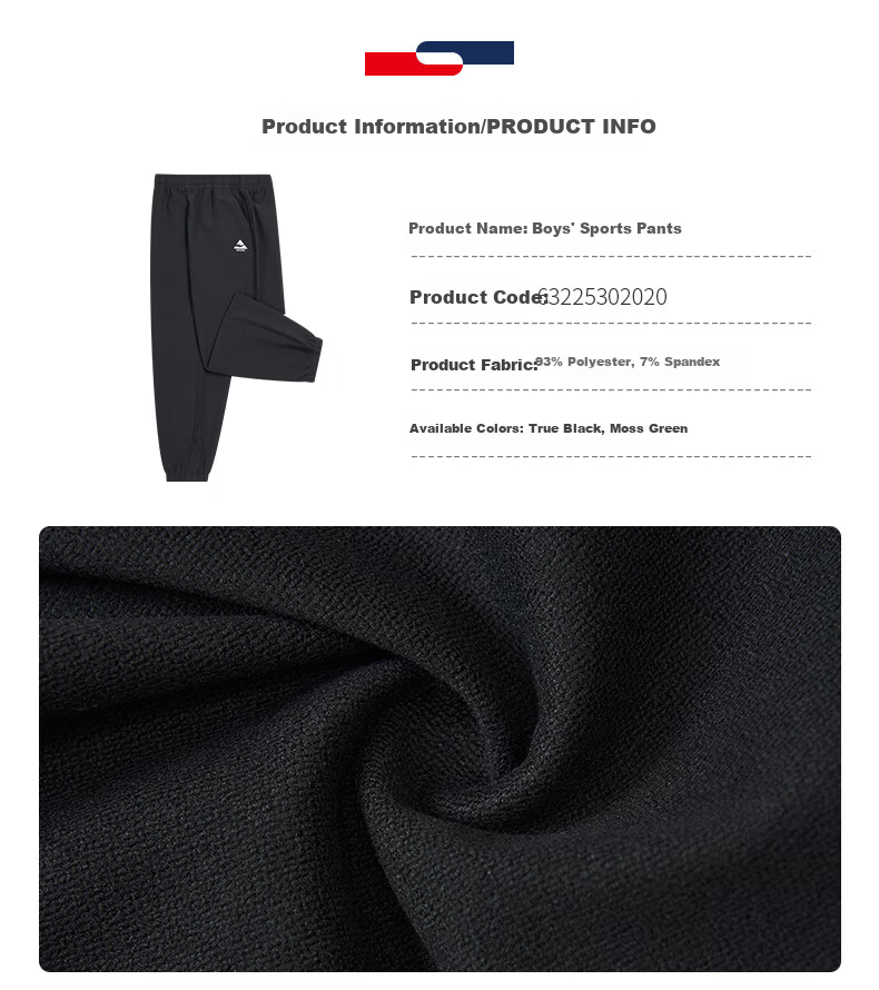 ERKE Kids Boys Sports Pants Casual Versatile Black 160 21