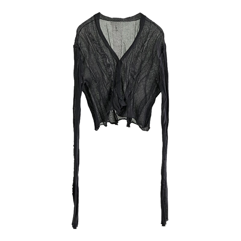 Rizhuo Original Design 2026 Summer New Niche White Knit Ripple Thin Cardigan Jacket for Women