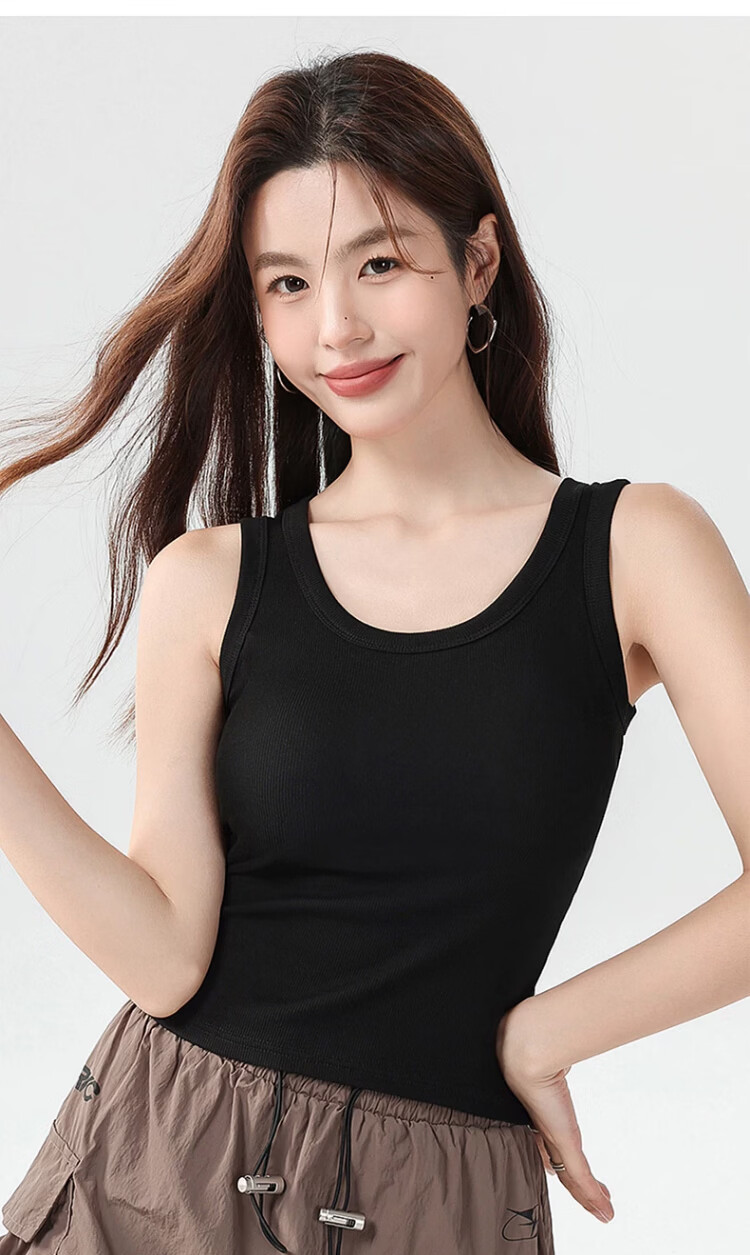 Langsha Pure Cotton Women's Camisole Vest with Chest Pad, Spring Summer Inner Wear, Side Breast Coverage, Slim Fit Sleeveless Top 16