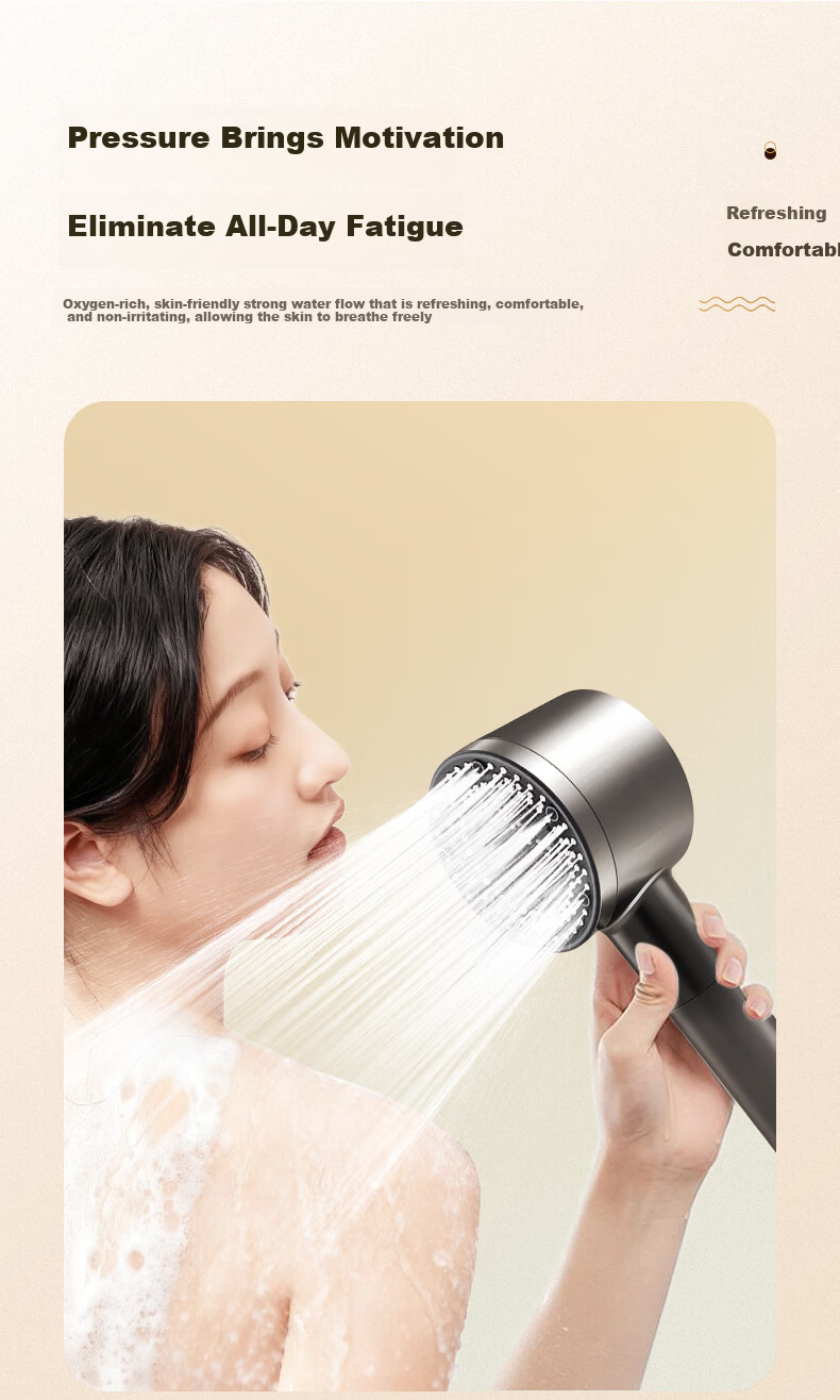 Jingmi Premium Handheld Shower Head Single Nozzle Pressure Boosting Bathroom Spray Five-Mode Water Purification Filter Shower Head 10