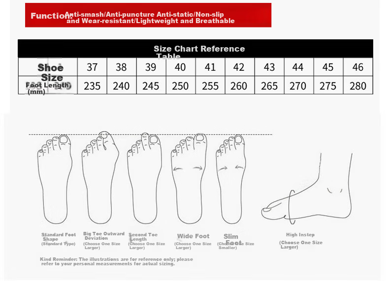 SHENGLI Work Safety Shoes Anti-Smash Anti-Puncture Anti-Static Breathable Odor-Resistant Flyknit Steel Toe Safety Shoes F336 Size 45 11