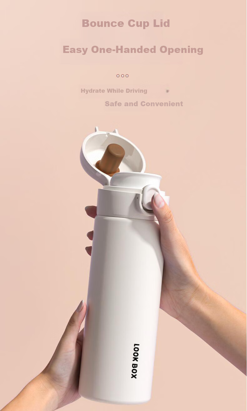 JIWUSENLIN Children's Insulated Water Bottle Large Capacity Kids Stainless Steel 304 Cold and Hot Straw Cup Red 500ml 5