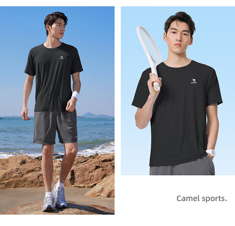 CAMEL Quick-Dry Sports T-Shirt Women Short Sleeve Breathable Casual Running Top C26BAYL6030 Dreamy Pink XL 20