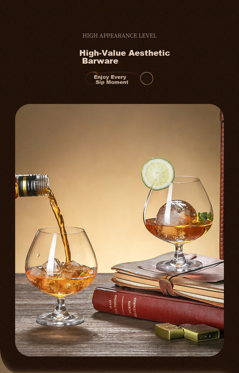 CRISTALGLASS Brandy Glasses Crystal Thickened Whiskey Glasses Set of 2 Short Stem Cognac Glasses 5