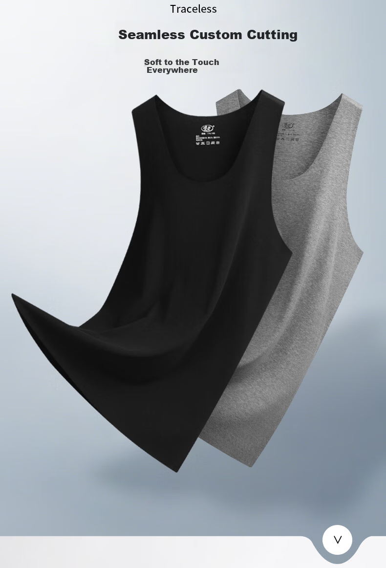 Langsha Men's Modal Cotton Thin Ice Silk Seamless Sleeveless Sports Undershirt White Racerback Vest 4