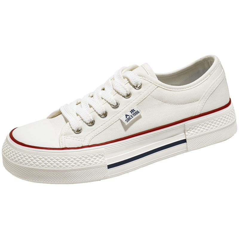 Renben Official Thick Sole White and Red Canvas Shoes Women's 2026 Spring Couple Sneakers White Red Size 38 (Women's)