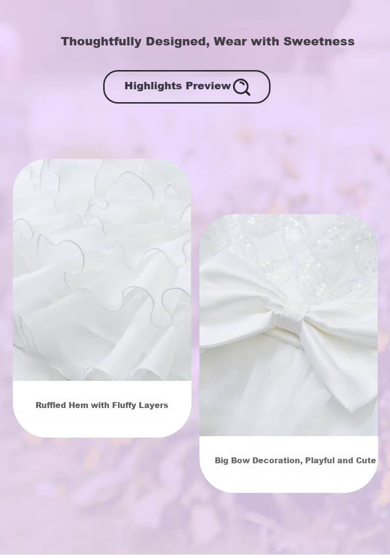 Follow Me Girls' Summer Sleeveless Sweet Princess Dress Birthday Performance White 120 1