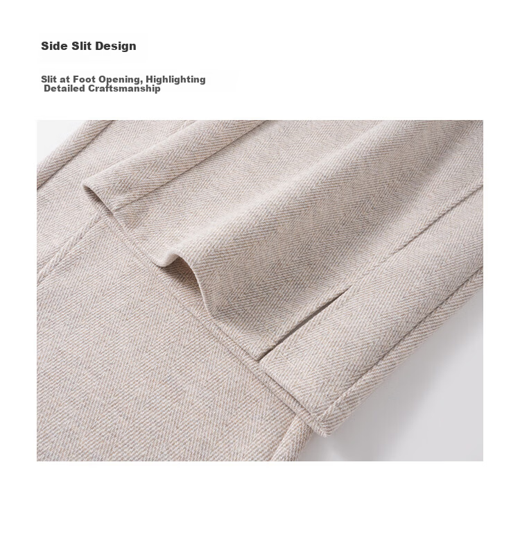 Baleno Herringbone Wide-Leg Pants Women Spring Autumn 2026 New Woolen Split Pants Casual Straight Narrow Trousers 15