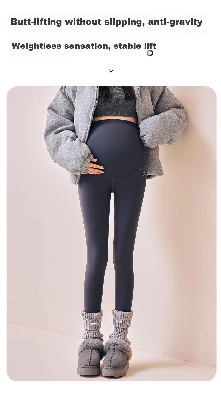 Zaisuo Maternity Thermal Fleece Lined Yoga Shark Pants with Camellia Oil Moisturizing Seamless Supportive Maternity Leggings 11