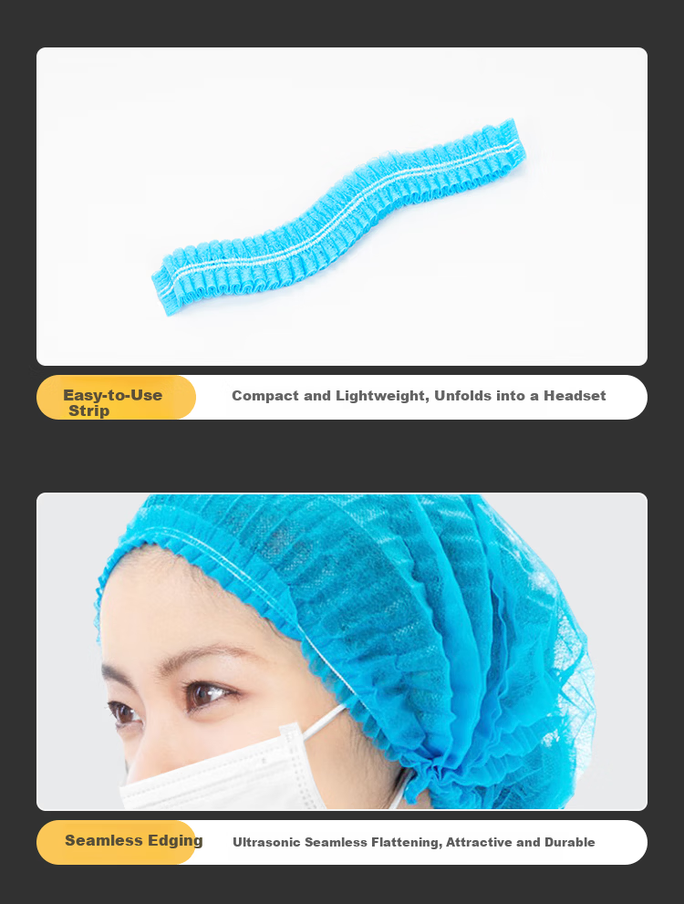Shunxuan Disposable Head Cover Dustproof Cleanroom Cap SHW100 Non-woven Kitchen Chef Mesh Hat Hairnet Strip Isolation Cap White 100pcs/Bag 19 Inch 270g 9