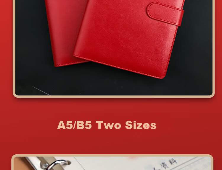 Xuchen Stationery B5 Brown 9-Hole Loose-Leaf Notebook Party Member Study Notebook Large 100 Sheets 200 Pages Detachable Refill High-Grade Leather Cover Educational Work Meeting Record Journal 13