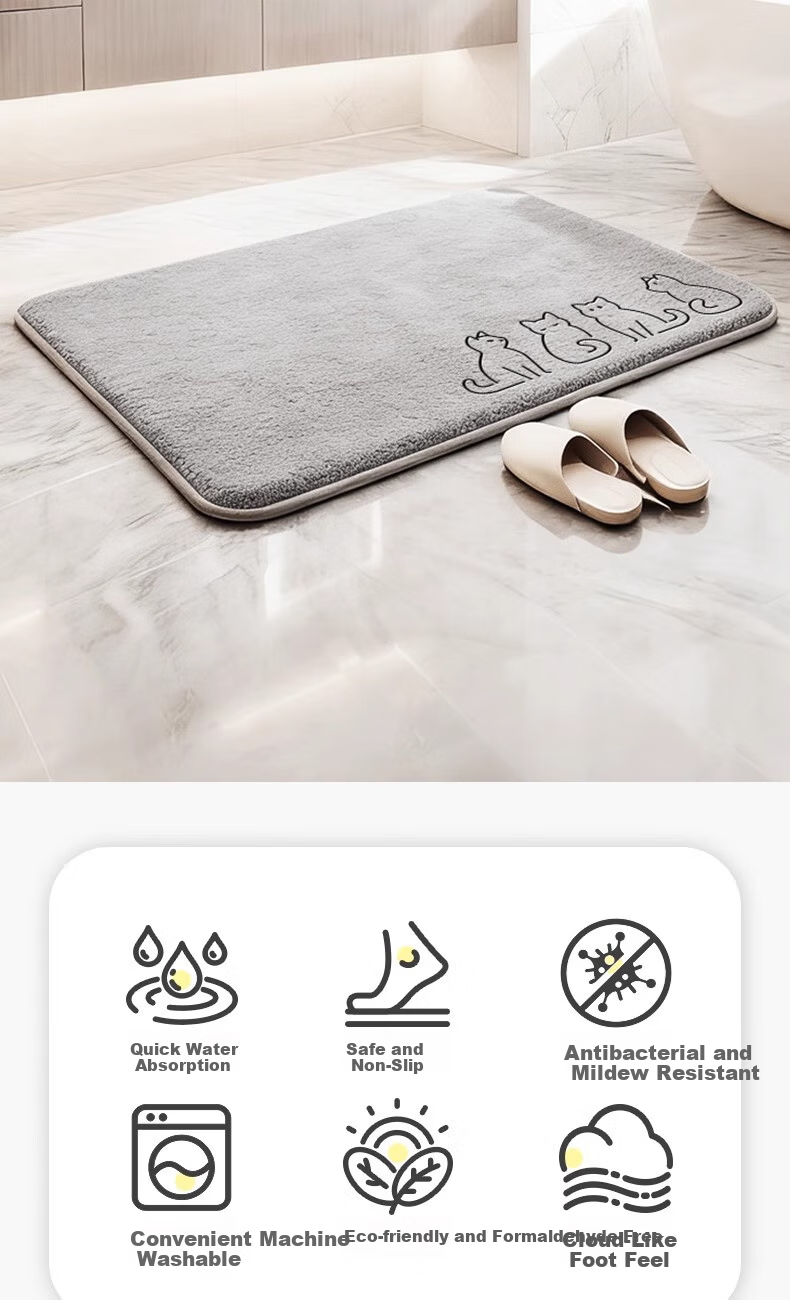 Luoyoute Bathroom Absorbent Non-Slip Door Mat Home Washroom Carpet Toilet Bath Mat 5