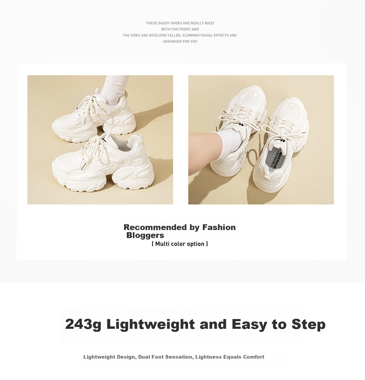Warrior Women's Dad Sneakers Thick Sole Height Increasing Comfortable Fashionable Casual Breathable Sports Shoes Beige Size 39 7