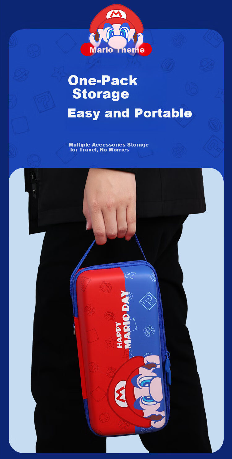 Biyoumei Switch Storage Bag NS Game Protective Case OLED Large Capacity Lite Charging Dock Handle Card with Joystick Caps 7