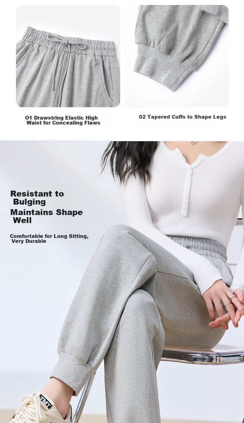 Langsha Women's Cotton Jogger Pants 2025 Spring Autumn High Waist Loose Harem Casual Thin Sweatpants for Petite Women 5