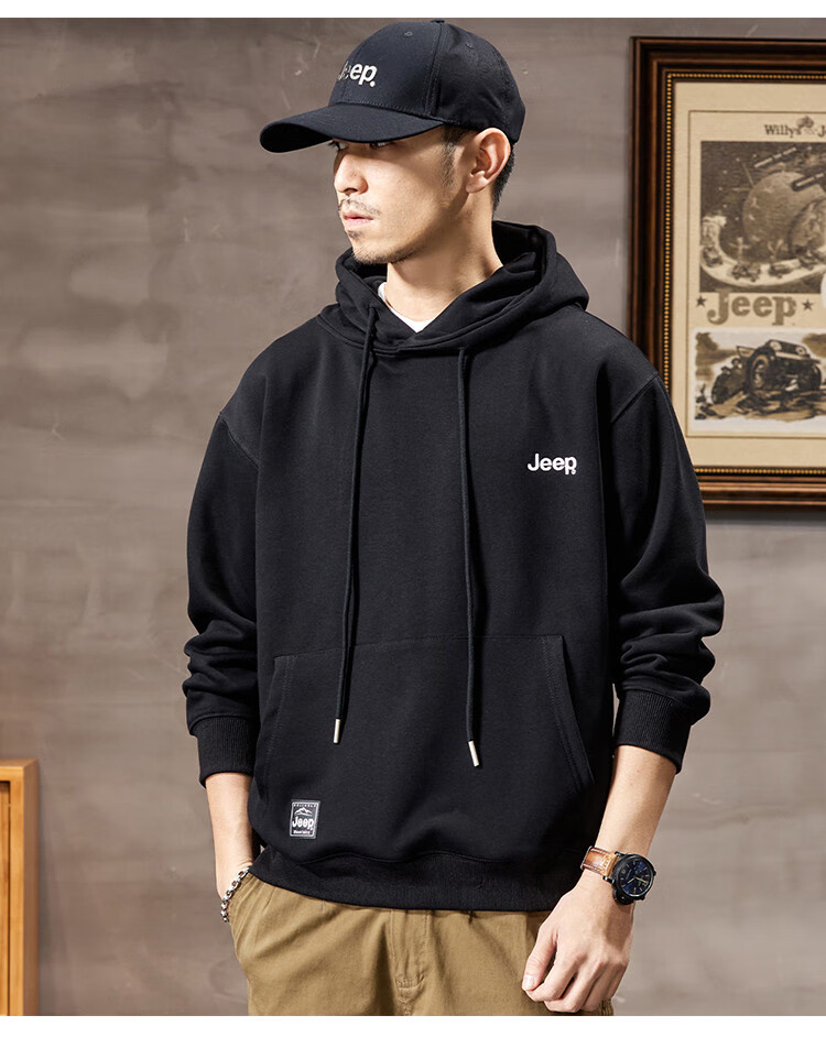 JEEP High-End Embroidered Men's Hooded Sweatshirt, Casual Loose Long-Sleeve Pullover T-Shirt Top for Spring And Autumn 2026 14