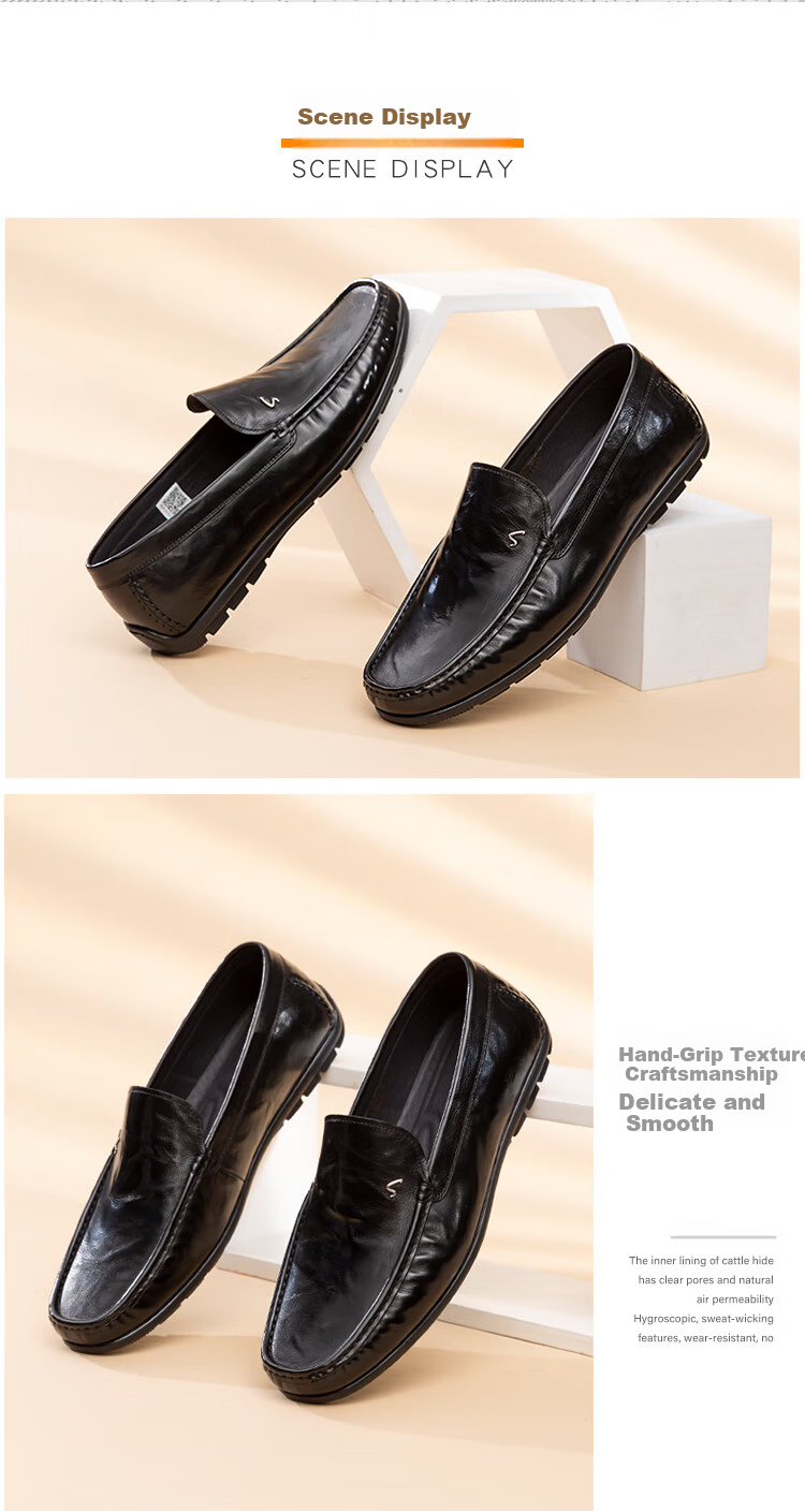 SATCHI Men's Buffalo Leather Slip-On Loafers Moccasins 752422232Z Black Size 41 7