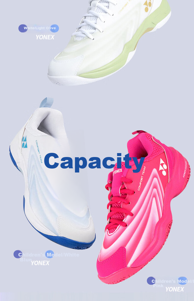 YONEX Badminton Shoes Comfortable Shock Absorption Breathable Unisex Sports Shoes SHBCFT2EX White/Light Olive Size 44 3