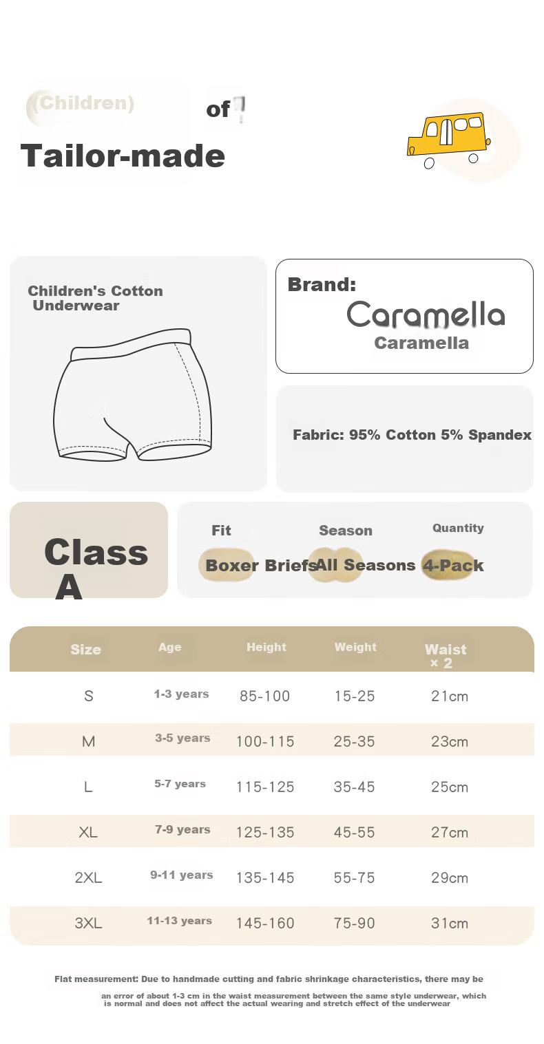 Caramella Boys' Cotton Breathable Boxer Shorts Spring Summer Kids Underwear 6