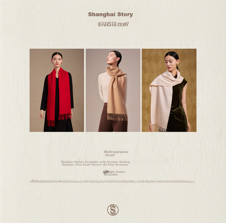 Shanghai Story Classic Couple 100% Wool Warm Red Scarf Neck Warmer Year of the Horse Zodiac New Year Birthday Gift Box Set 2