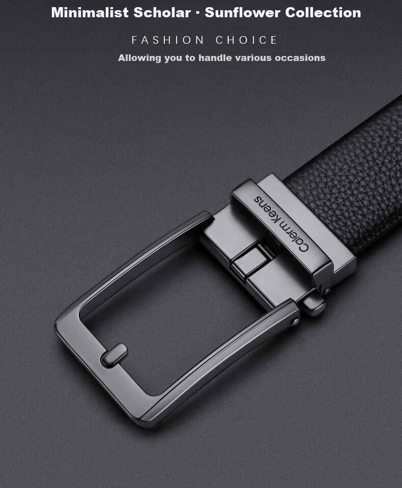 Calermkeens Patented Automatic Buckle Men's Leather Belt Business Casual High-Grade Cowhide Waist Belt Father's Day Gift 12