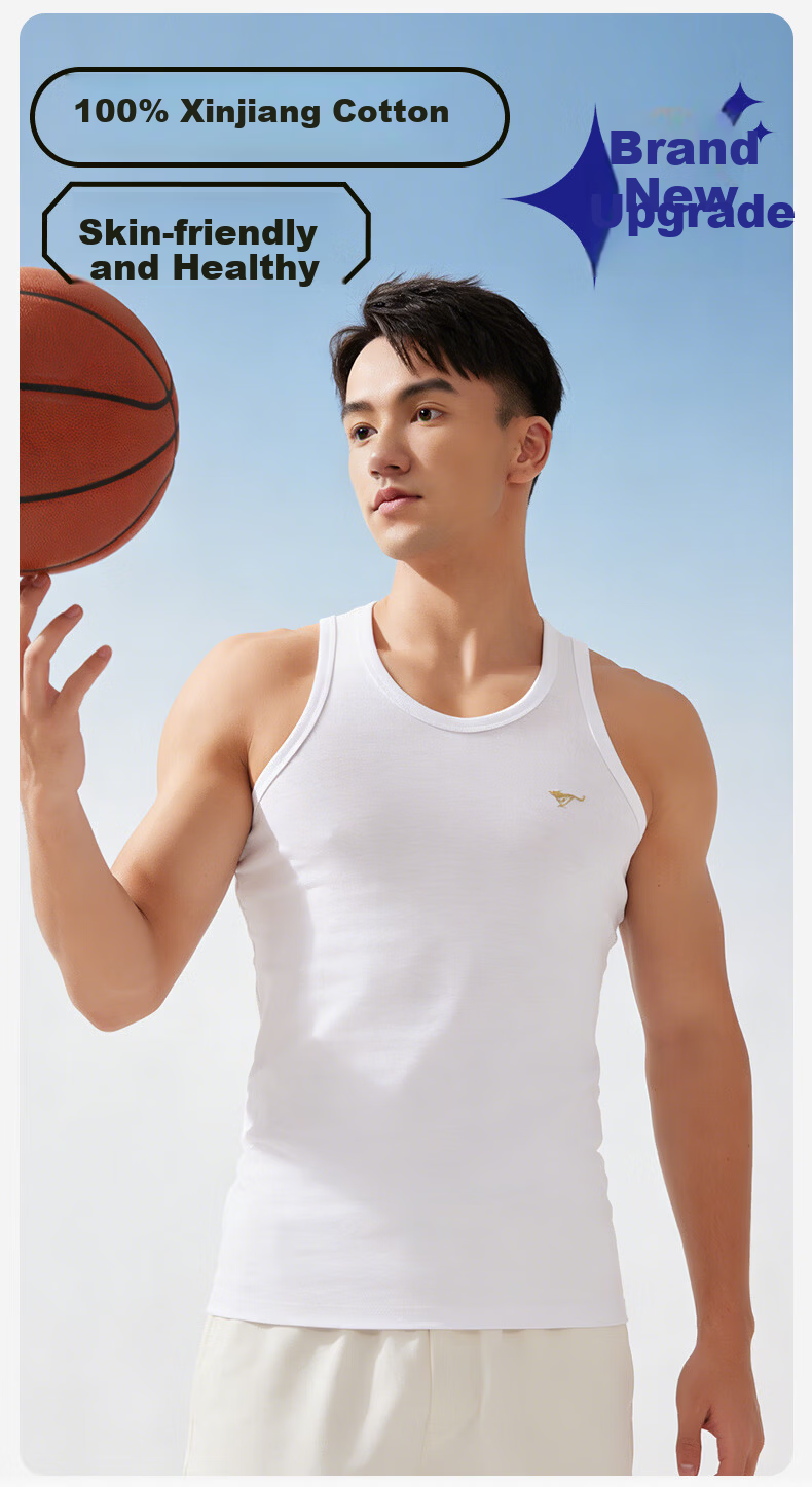 Seven Wolves [New Upgrade 7A Antibacterial] Pure Cotton Vest Men's High Elasticity Sports Sweat-Absorbing Breathable 2-Pack 1