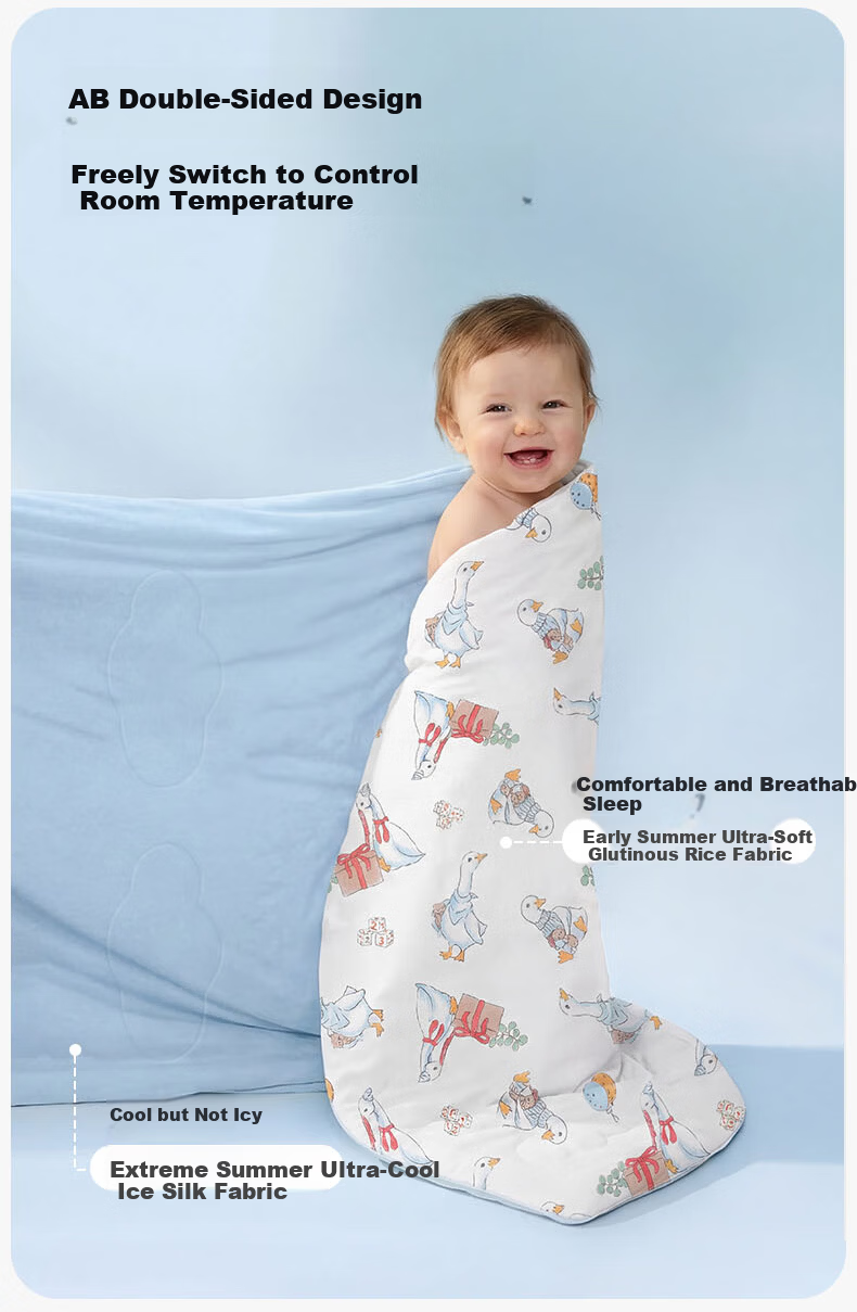 KUB Baby Cooling Quilt Children's Summer Quilt Baby Air Conditioning Quilt Antibacterial Baby Blanket - White Goose Light Dance 120*150cm 10