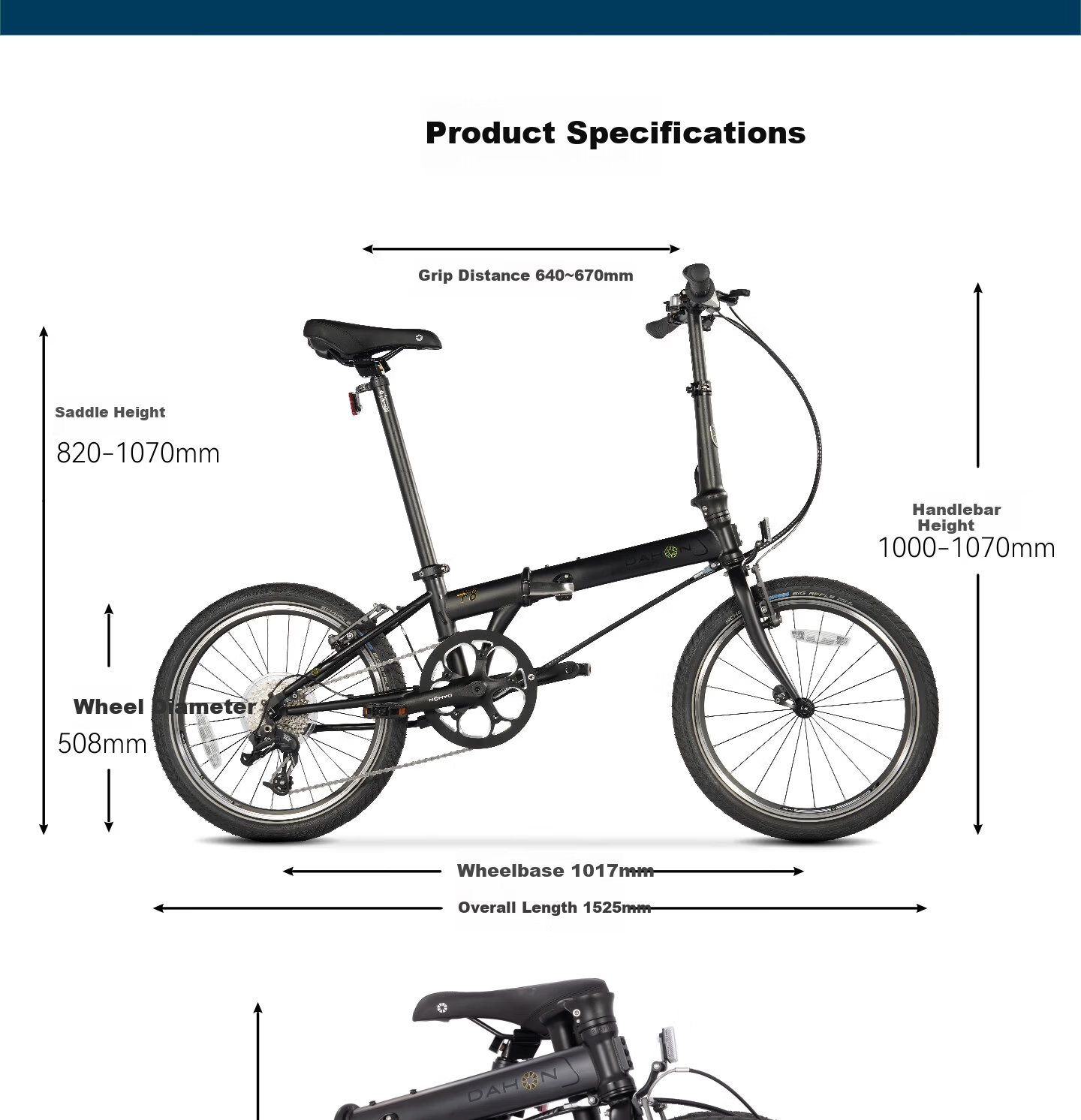 DAHON Folding Bike 20-inch 8-Speed Classic P8 KBC083 Black Classic Edition - Jingcang 10