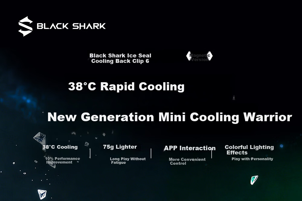 Black Shark 6 Magnetic Phone Cooler Gaming Live Streaming Semiconductor Cooling Back Clip Cooling Device Compatible with Tablet Apple iPad Xiaomi Red Magic Vivo OnePlus King of Glory/Delta 1
