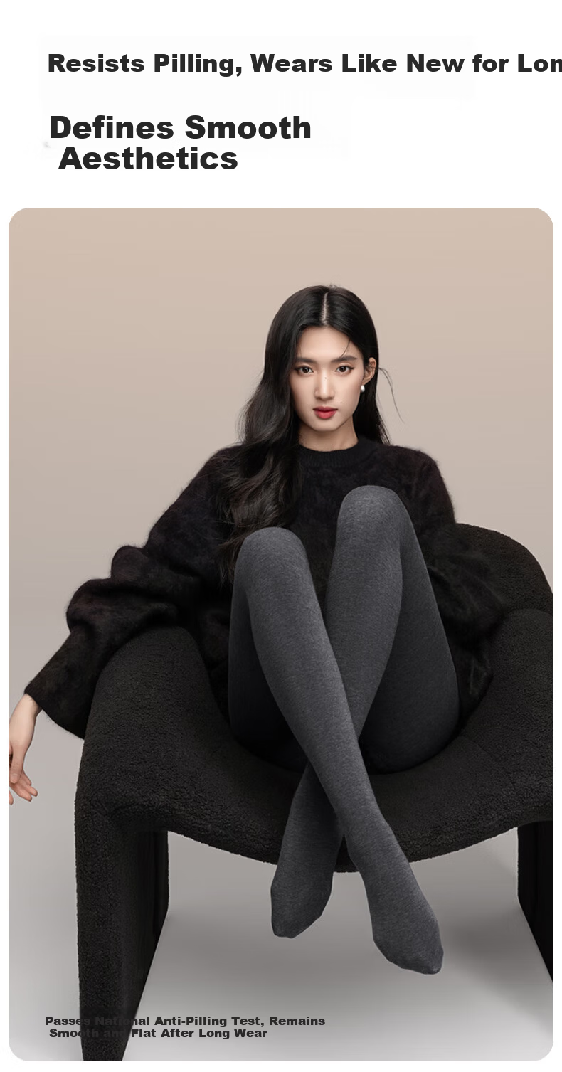 Xiao Ye He Zi [Yang Mi Same Style] Wool Cotton Warm Autumn Winter Thermal Leggings Thickened Fleece Lined Tights for Women 18