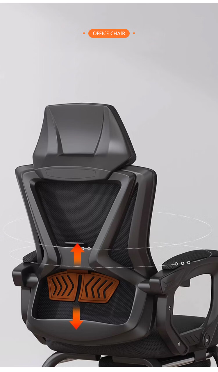 Huakai Star Office Chair Computer Chair Home Lumbar Support Swivel Chair Ergonomic Chair BG356 Black Frame Black Mesh Bow Style 5