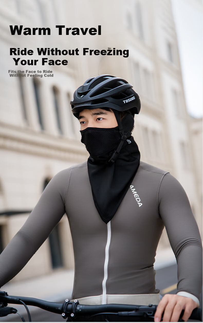 Captain Tas Cycling Face Mask Autumn Winter Warm Windproof Neck Gaiter Outdoor Motorcycle Electric Bike Face Cover Headscarf Black 9