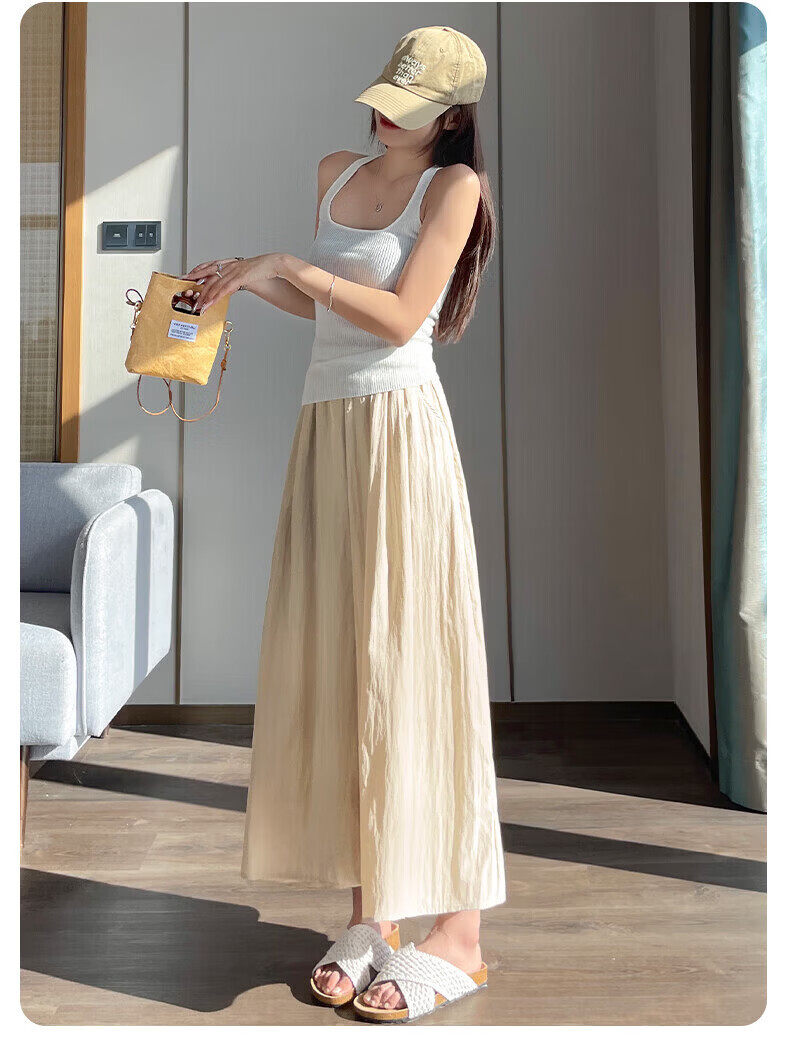 Warrior Cooling Skirt Pants Summer 2026 New Draped Wide-Leg High-Waist Slimming A-Line Cropped Skirt Pants for Women M 14