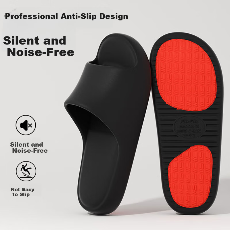 Yuzhaolin Elderly Non-Slip Slippers Unisex Home Bathroom Shower Odor-Resistant Cool Slippers YG444 Black Size 42-43