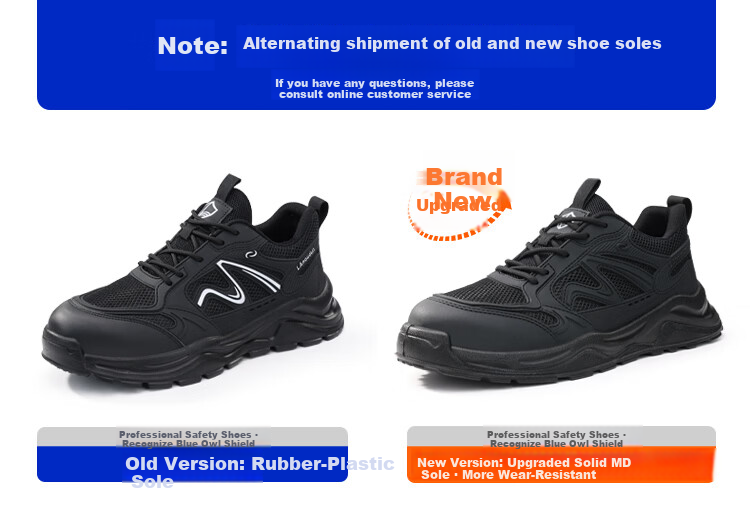 BlueOwl Shield Men's Summer Breathable Lightweight Anti-Smash Steel Toe Anti-Puncture Soft Sole Safety Work Construction Shoes D271 Size 38 1