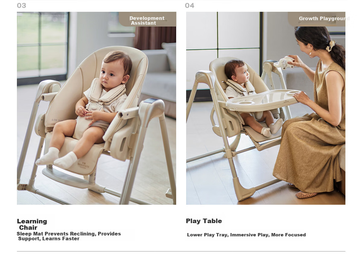 Beiyi 2-in-1 Baby High Chair and Rocker Khaki 52